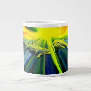 Taza De Café Gigante La familia de los delfines al sol