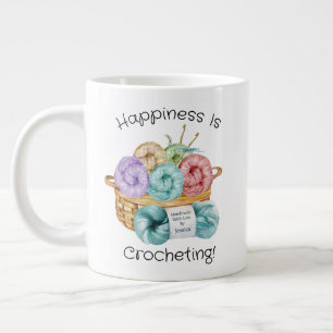 Taza De Café Gigante La Felicidad es Tejer Personalizado