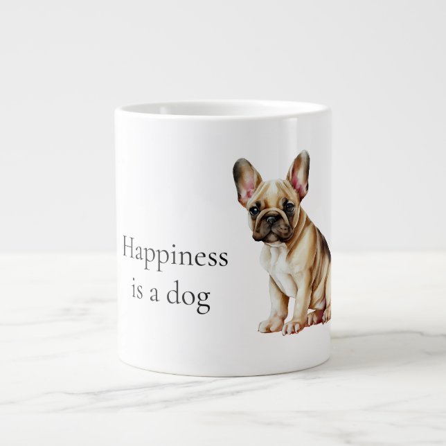 Taza De Café Gigante La felicidad es un perro (Frente)