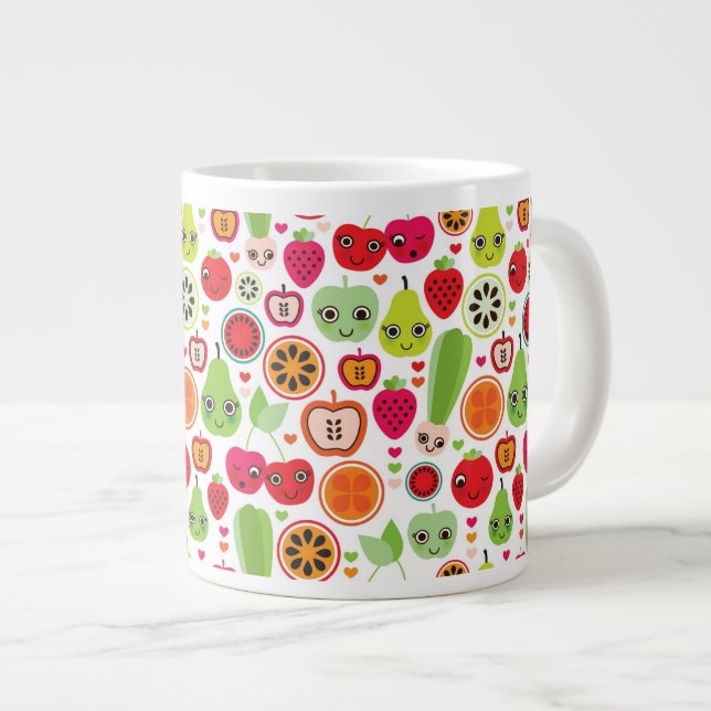Taza De Café Gigante la fruta embroma la manzana del ilustracion (Derecha)