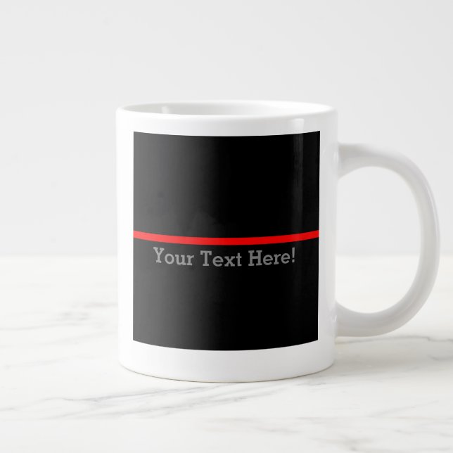 Taza De Café Gigante La línea roja fina simbólica su texto en negro (Derecha)