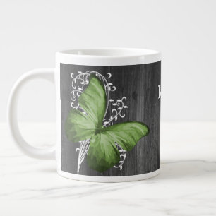 Taza De Café Gigante La mariposa rusa verde personalizada