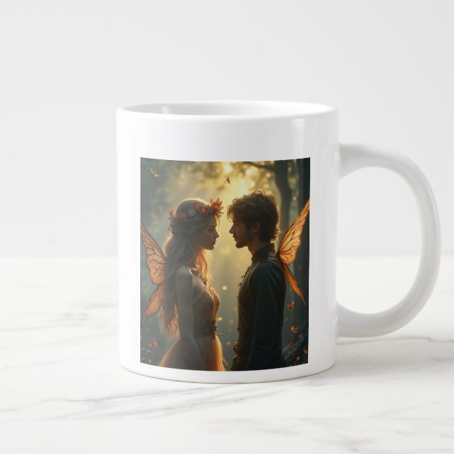 Taza De Café Gigante La pareja de hadas amorosas Mugs (Derecha)