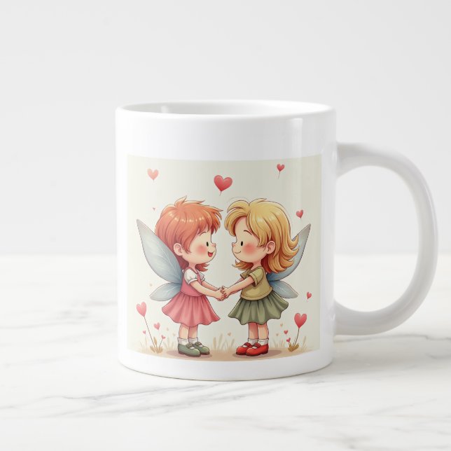 Taza De Café Gigante La pareja de hadas amorosas Mugs (Derecha)