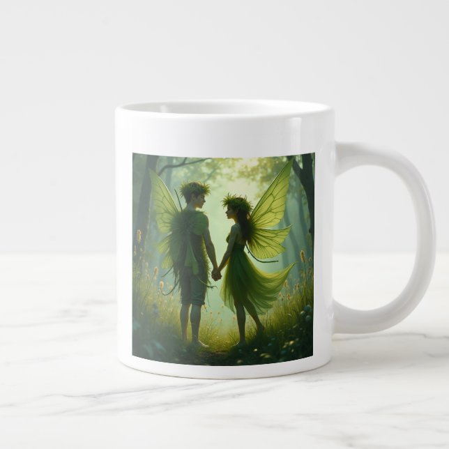 Taza De Café Gigante La pareja de hadas amorosas Mugs (Derecha)