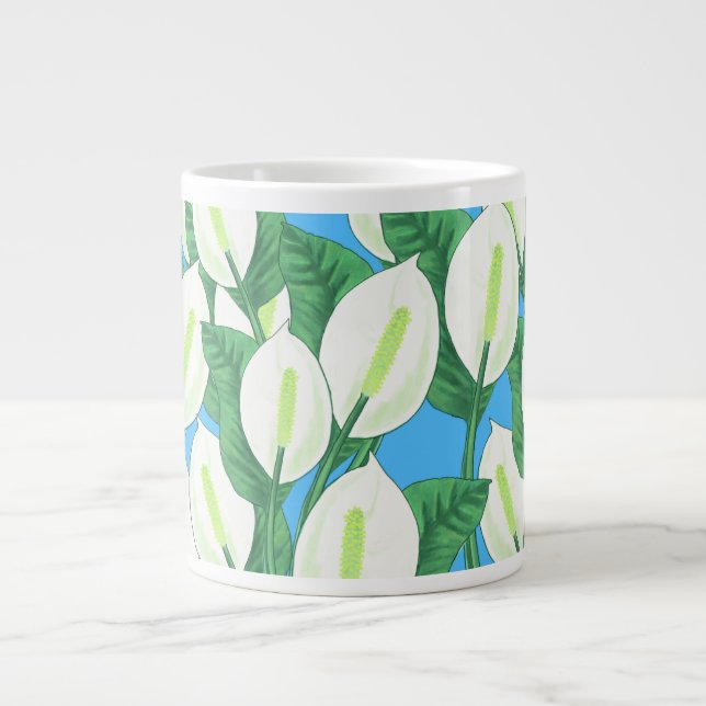 Taza De Café Gigante La paz blanca se esconde en un fondo azul pálido (Frente)