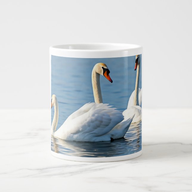 Taza De Café Gigante La serenidad de los cisnes (Frente)