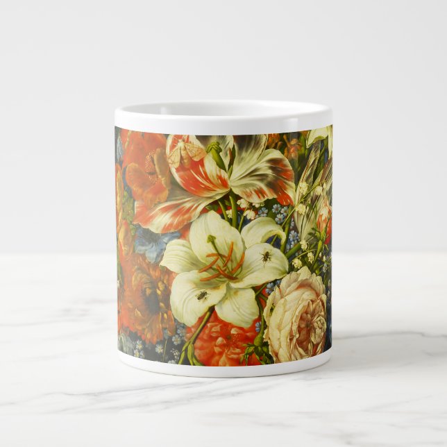Taza De Café Gigante La vida con flores y fruta (Frente)