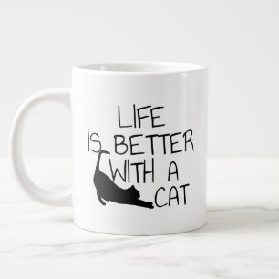 Taza De Café Gigante La vida es mejor con un gato