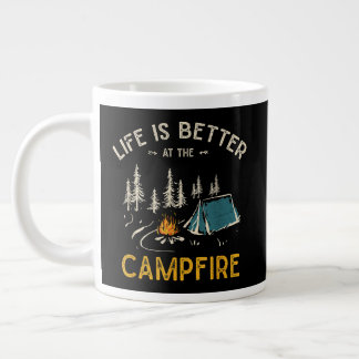 Taza De Café Gigante La vida es mejor en la fogata divertido campista