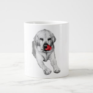 Taza De Café Gigante Labrador con alegría roja brillante