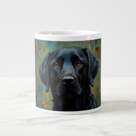 Taza De Café Gigante Labrador negro en hojas