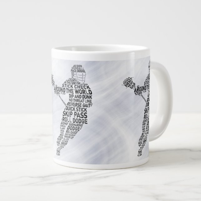 Taza De Café Gigante Lacrosse Player Word Art, Lax (Derecha)
