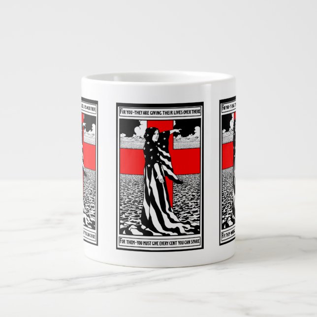 Taza De Café Gigante Lady Liberty WWI Poster Patriótico Estadounidense  (Frente)