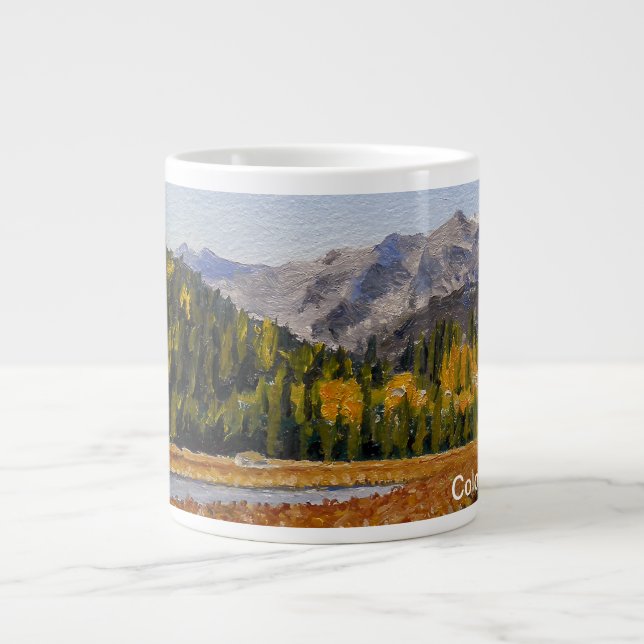 Taza De Café Gigante Lago de Montaña Escenario en el Parque Estes (Frente)