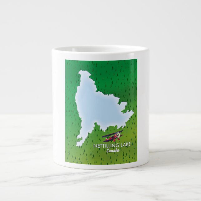 Taza De Café Gigante Lago Hubbard Lago Norte Michigan Mapa del lago Gig (Frente)