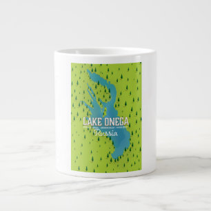Taza De Café Gigante Lago Onega, rusia, mapa de viajes