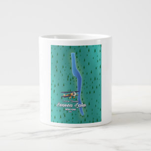 Taza De Café Gigante Lago Seneca, mapa del lago de la ciudad de Nueva Y