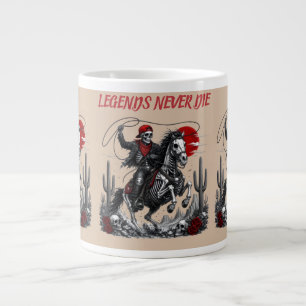 Taza De Café Gigante LAS LEYENDAS NUNCA MUEREN – Vaquero Esqueleto Caba