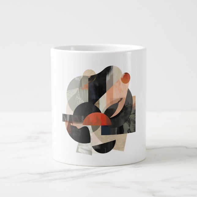 Taza De Café Gigante Layered Abstract Shape Collage Print (Frente)