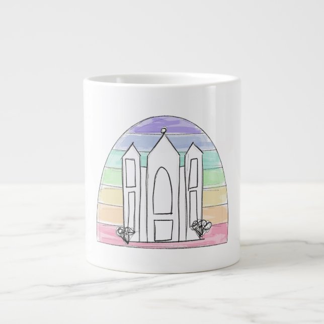 Taza De Café Gigante LDS Salt Lake City Temple rainbow sunset mormon (Frente)