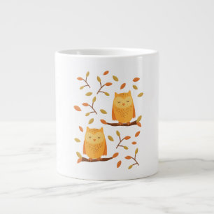 Taza De Café Gigante Lechuzas de duelo en otoño 🦉