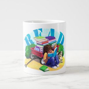 Taza De Café Gigante Leer Carro de Libros Arte
