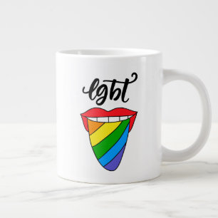 Taza De Café Gigante Lengua arcoiris LGBT