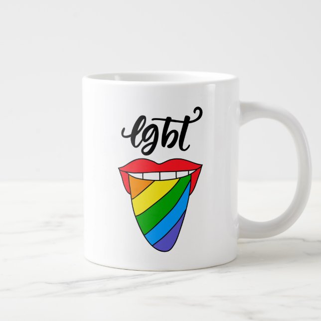 Taza De Café Gigante Lengua arcoiris LGBT (Derecha)