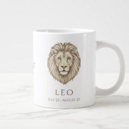 Taza De Café Gigante Leo Zodiac Nombre Personalizado y Fecha de Nacimie