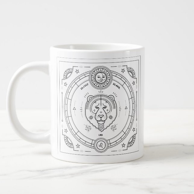 Taza De Café Gigante Leo Zodiac Personalizado Birthday Mug (Izquierda)