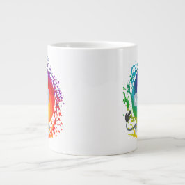 Taza De Café Gigante León blanco arco iris Personalizado