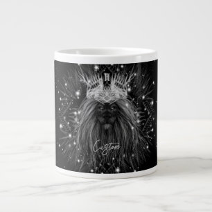Taza De Café Gigante León con luz estelar y monograma de la corona