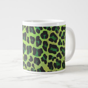 Taza De Café Gigante Leopard Black and Green Print