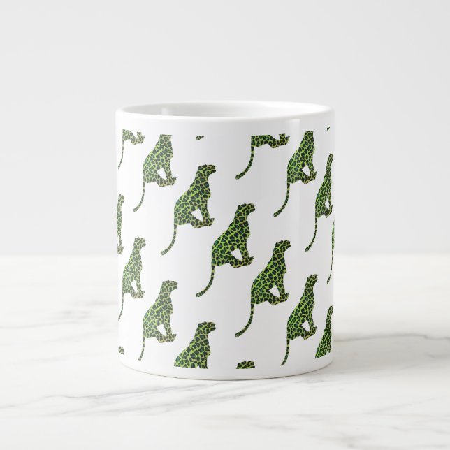 Taza De Café Gigante Leopard Black and Green Silhouette (Frente)