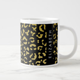 Taza De Café Gigante Leopard Print, Gold Leopard, Purpurina, tu nombre