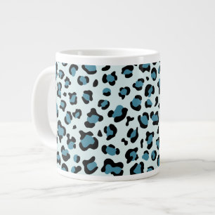 Taza De Café Gigante Leopard Print, Leopard Spots, Blue Leopard