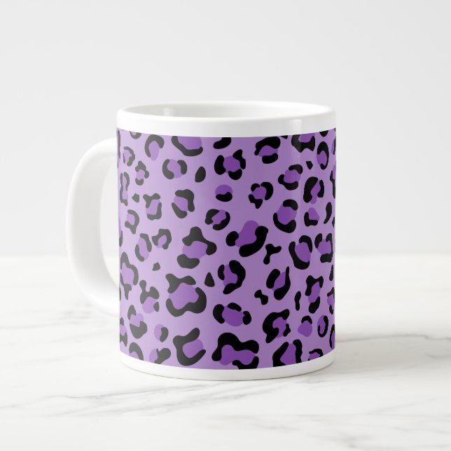 Taza De Café Gigante Leopard Print, Leopard Spots, Purple Leopard (Izquierda)