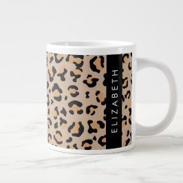 Taza De Café Gigante Leopard Print, Spots, Brown Leopard, Tu Nombre