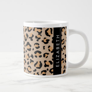 Taza De Café Gigante Leopard Print, Spots, Brown Leopard, Tu Nombre