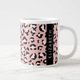 Taza De Café Gigante Leopard Print, Spots, Pink Leopard, Tu Nombre