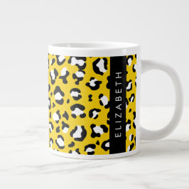 Taza De Café Gigante Leopard Print, Spots, Yellow Leopard, tu nombre