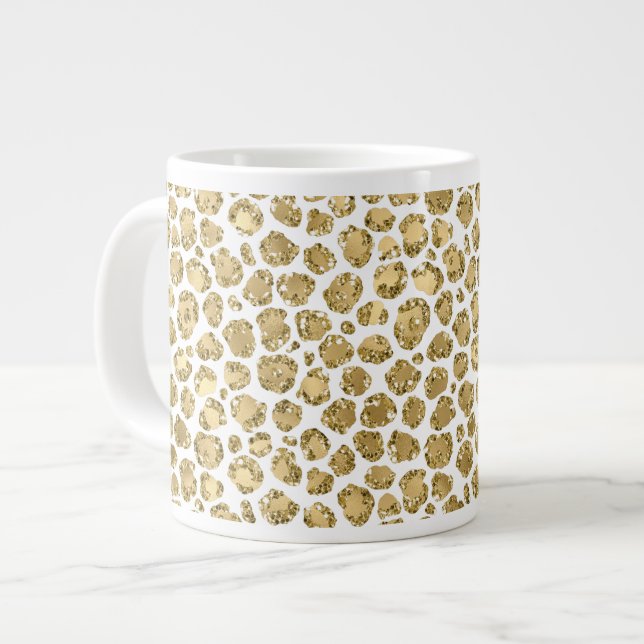 Taza De Café Gigante Leopardo Purpurina Gold Glitz     (Izquierda)