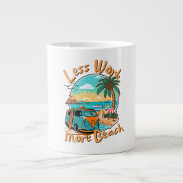 Taza De Café Gigante Less Work More Beach