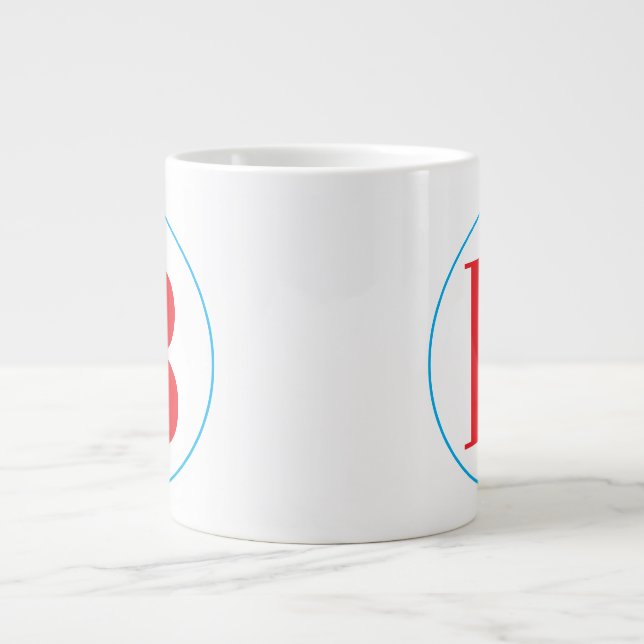 Taza De Café Gigante Letra inicial con estilo de círculo (Frente)