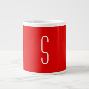 Taza De Café Gigante Letra inicial monograma blanco rojo moderno