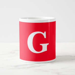 Taza De Café Gigante Letra inicial monograma blanco rojo simple
