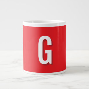 Taza De Café Gigante Letra Inicial Monograma Rojo Blanco Sencillo Simpl