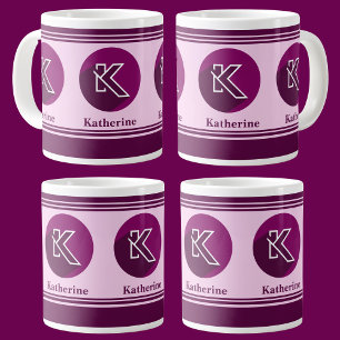 Taza De Café Gigante Letra monograma (K) de nombre elegante Personaliza