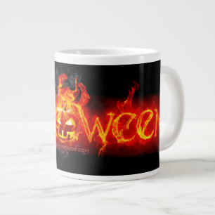 Taza De Café Gigante Letras ígneas masivas de SlipperyJoe's Halloween c